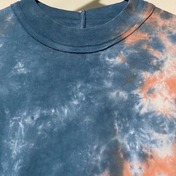 We the Free long sleeve, blue, peach & white tie dye tunic, size S - Picture 2 of 10
